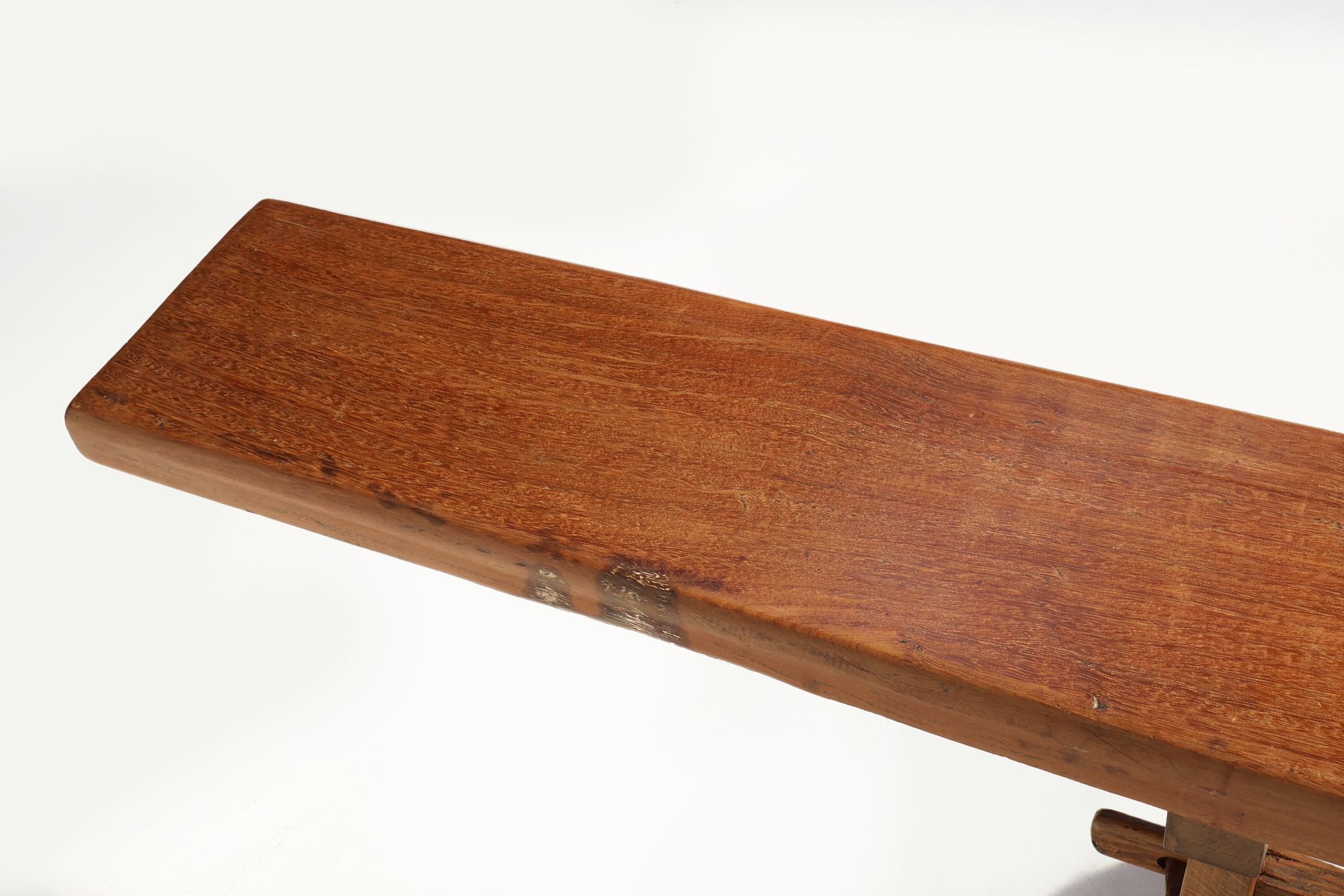 Extra long solid elm wooden monastery bench, France ca. 1850thumbnail